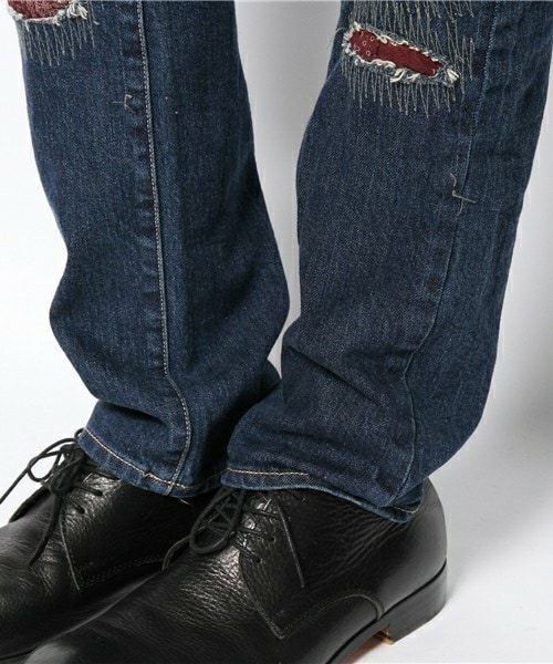 SABLE CLUTCH(セーブルクラッチ)の「バンダナリペア ストレッチ ヴィンテージ ジーンズ-スリム(デニムパンツ・メンズ・インディゴブルー・SMALL/MEDIUM/LARGE)」の7枚目の写真