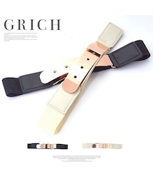 GROWING RICH | ベルト穴付き♪可愛いピンクゴールドの輝き☆彡GOLDプレートバックル伸縮ベルト(ワンピース)