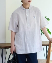 【UNISEX】【GEVACO / ゲバコ】綿麻ショールカラー半袖プルオーバーシャツ