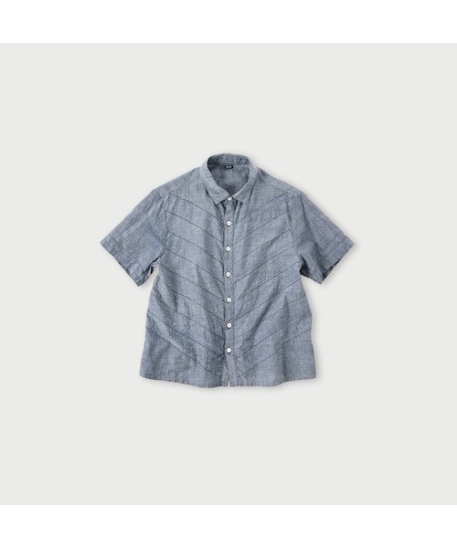 インドカディレースの四角ブラウス（藍） 45R インドカディのレース