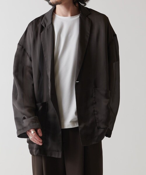 Lui's（ルイス）の「サテンオーガンジーシアーjkt（テーラードジャケット・メンズ・ブラック/チャコールグレー・F）」の2枚目の写真