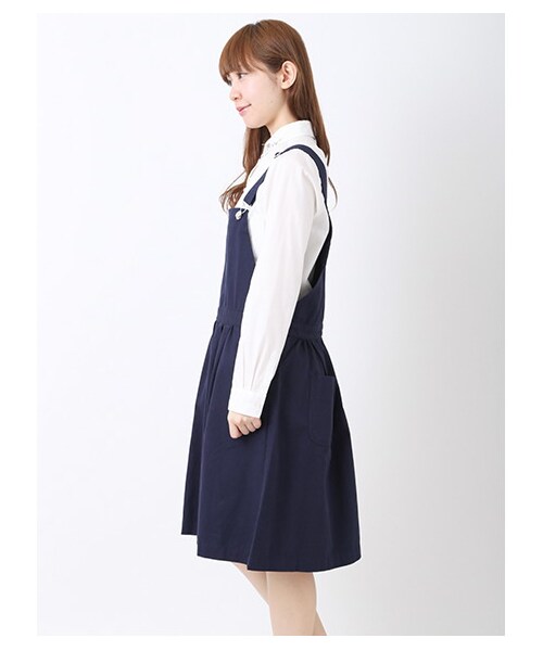 ehka sopo（エヘカソポ）の「ショートジャンスカ（サロペット・レディース・アイボリー/グリーン/ネイビー・M）」の5枚目の写真