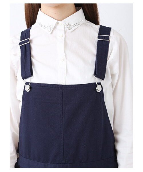 ehka sopo（エヘカソポ）の「ショートジャンスカ（サロペット・レディース・アイボリー/グリーン/ネイビー・M）」の7枚目の写真