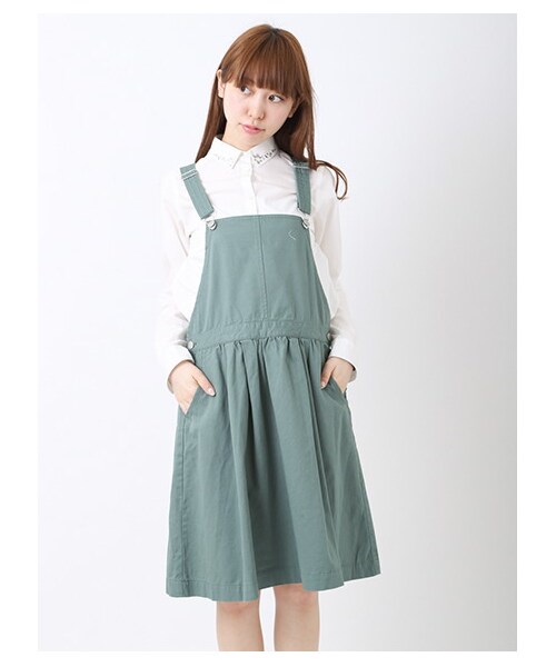 ehka sopo（エヘカソポ）の「ショートジャンスカ（サロペット・レディース・アイボリー/グリーン/ネイビー・M）」の2枚目の写真