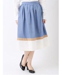 ehka sopo | 綿麻配色切替スカート(パンツ)