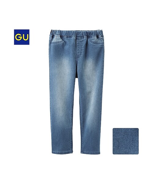 GU(ジーユー)の「(GU)GIRLSデニムクロップドレギンスパンツ(KIDS ⁄ GIRLSボトムス・キッズ・BLUE・140/120/130/150/110)」の2枚目の写真