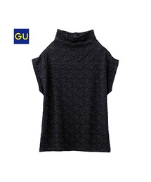 GU | （GU）レースボトルネックＴ（半袖）(トップス)