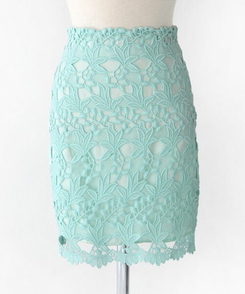 DHOLIC（ディーホリック）の「フラワーレースタイトミニスカート（スカート・レディース・アイボリー/ミント/ブラック・S/M）」の3枚目の写真