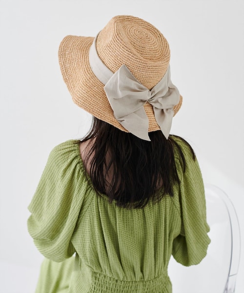 natural couture(ナチュラルクチュール)の「ツバ広ニュアンスハット(ハット・レディース・ライトベージュ/ブラック/オレンジ・FREE)」の1枚目の写真