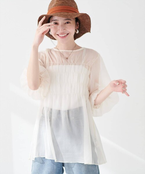 natural couture(ナチュラルクチュール)の「ツバ広ニュアンスハット(ハット・レディース・ライトベージュ/ブラック/オレンジ・FREE)」の3枚目の写真