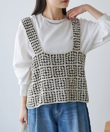 PUAL CE CIN | かぎ針編み風ビスチェ(ニット/セーター)