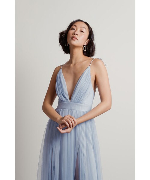 TOBI（-）の「Slay The Night Deep V Double High Slit Maxi Dress - Blue（その他・レディース・other）」の3枚目の写真