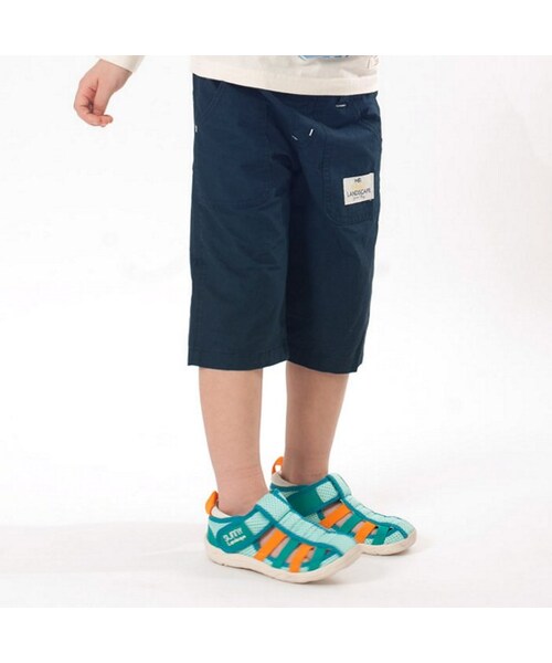 apres les cours（アプレレクール）の「◎ダンプワッシャーハーフパンツ（パンツ・キッズ・ベージュ/カーキ/ネイビーブルー/イエロー・80/90/95/100/110/120/130/140）」の3枚目の写真