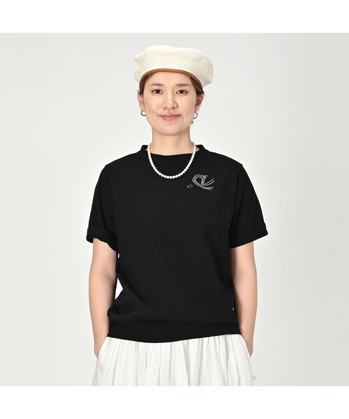 45R 刺繍のＴシャツ 45R（フォーティファイブアール）の「Rウェーブアイアン刺繍の