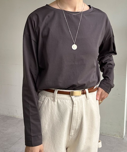 SHENERY（シーナリー）の「シルケットロングスリーブカットソー（Tシャツ/カットソー・レディース・オフホワイト/トープ・F）」の2枚目の写真