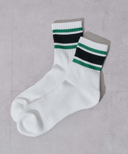 CIAOPANIC TYPY（チャオパニックティピー）の「【GUNZE×TYPY】ラインショートソックス（MENS）（ソックス/靴下・メンズ・オレンジ/グリーン/ダークグリーン/ネイビー/ピンク/ブラック・25to27）」の4枚目の写真