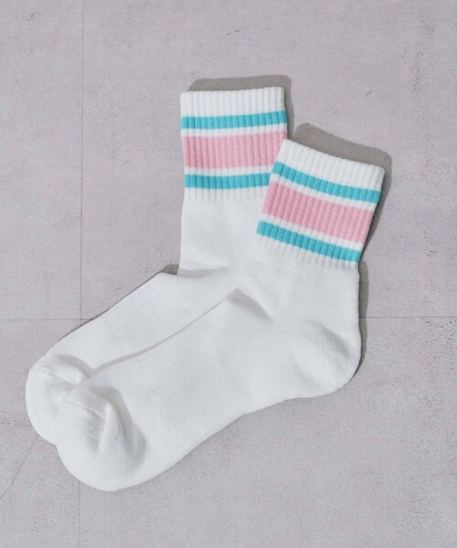 CIAOPANIC TYPY（チャオパニックティピー）の「【GUNZE×TYPY】ラインショートソックス（MENS）（ソックス/靴下・メンズ・オレンジ/グリーン/ダークグリーン/ネイビー/ピンク/ブラック・25to27）」の6枚目の写真