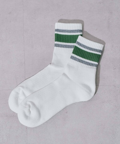 CIAOPANIC TYPY（チャオパニックティピー）の「【GUNZE×TYPY】ラインショートソックス（MENS）（ソックス/靴下・メンズ・オレンジ/グリーン/ダークグリーン/ネイビー/ピンク/ブラック・25to27）」の3枚目の写真