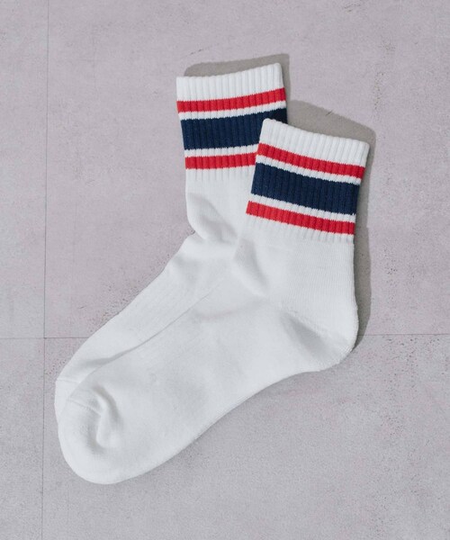 CIAOPANIC TYPY（チャオパニックティピー）の「【GUNZE×TYPY】ラインショートソックス（MENS）（ソックス/靴下・メンズ・オレンジ/グリーン/ダークグリーン/ネイビー/ピンク/ブラック・25to27）」の5枚目の写真