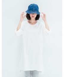 mooncat | 領口交叉車線長棉T色(トップス)