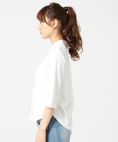 LOWRYS FARM(ローリーズファーム)の「CシャツレイヤードPO/SS(トップス・レディース・オフ05/ボーダー10/ネイビー88・M/L)」の4枚目の写真