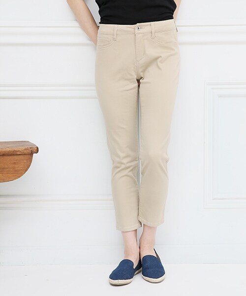 LEPSIM（レプシィム）の「【伸縮性抜群で穿きやすい！】ストレッチムジスリムクロプドパンツ（パンツ・レディース・オフ05/ブラック09/ベージュ52/イエロー65/グリーン75/ネイビー88・Ｓ/Ｍ/Ｌ）」の3枚目の写真