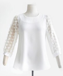 DHOLIC | リボンシースルースリーブ切替ブラウス(シャツ/ブラウス)