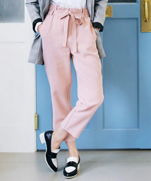 DHOLIC（ディーホリック）の「リボンベルトハイウエストワイドパンツ（その他パンツ・レディース・カーキ/ライトピンク・FREE）」の2枚目の写真