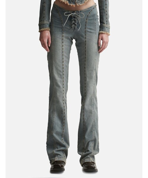Sunset Wash Lara Laced Denim Studded Trousers