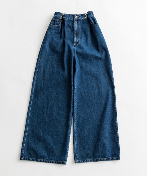 OLIVE des OLIVE(オリーブデオリーブ)の「ウエストホックワイドデニムパンツ(デニムパンツ・レディース・ライトグレー/サックスブルー/ブルー・S/M)」の3枚目の写真