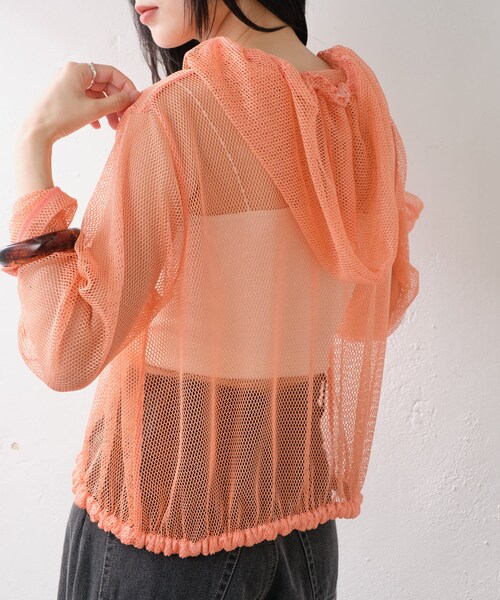 Kastane（カスタネ）の「メッシュラメパーカー（トップス・レディース・ホワイト/オレンジ/ブラック・F）」の3枚目の写真