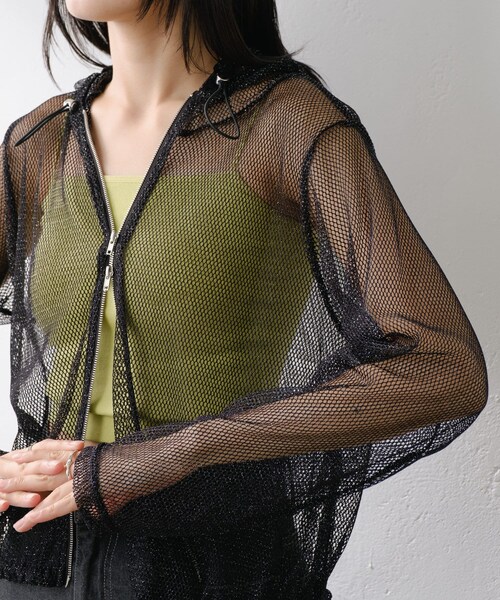 Kastane（カスタネ）の「メッシュラメパーカー（トップス・レディース・ホワイト/オレンジ/ブラック・F）」の2枚目の写真