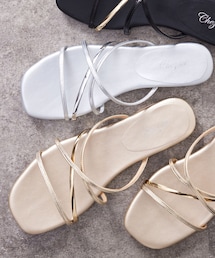 Chez toi | 異素材ラインフラットサンダル(シューズ)