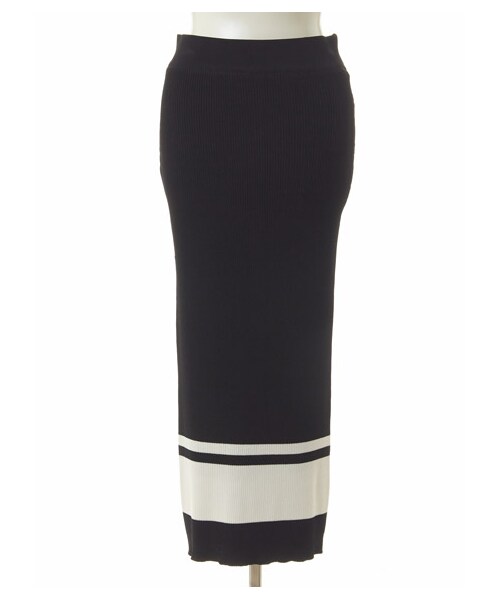 DRWCYS（ドロシーズ）の「ボーダーヘムリブニットスカート（スカート・レディース・ブラック/ホワイト/グリーン/ネイビー）」の2枚目の写真