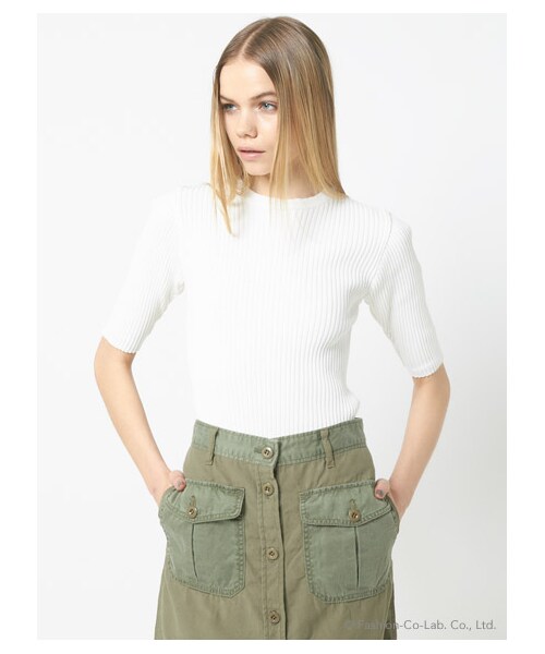 DRWCYS（ドロシーズ）の「サマーリブニットTee（トップス・レディース・ブラック/ホワイト/ボーダー）」の7枚目の写真