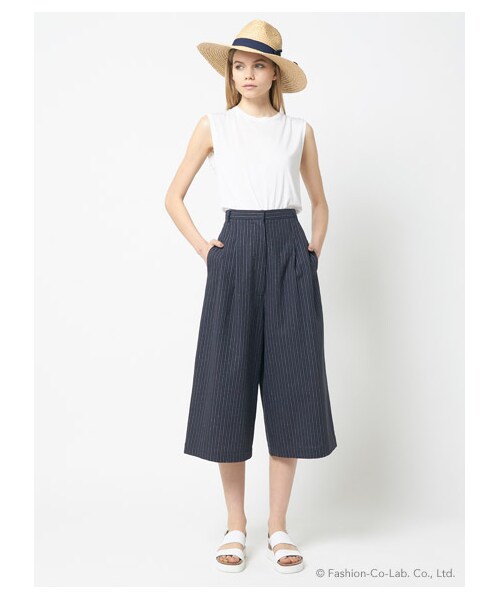 DRWCYS（ドロシーズ）の「ストライプガウチョパンツ（パンツ・レディース・ホワイト/ネイビー）」の3枚目の写真