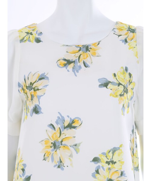 MERCURYDUO（マーキュリーデュオ）の「【DUO】 異素材切替 水彩FLOWER ワンピース（ワンピース/ドレス・レディース・ライトイエロー/ブルー/ラベンダー・F）」の10枚目の写真