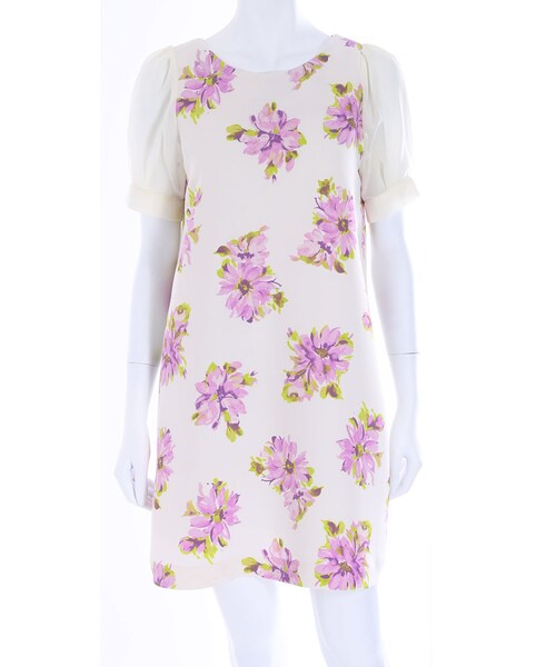 MERCURYDUO（マーキュリーデュオ）の「【DUO】 異素材切替 水彩FLOWER ワンピース（ワンピース/ドレス・レディース・ライトイエロー/ブルー/ラベンダー・F）」の2枚目の写真