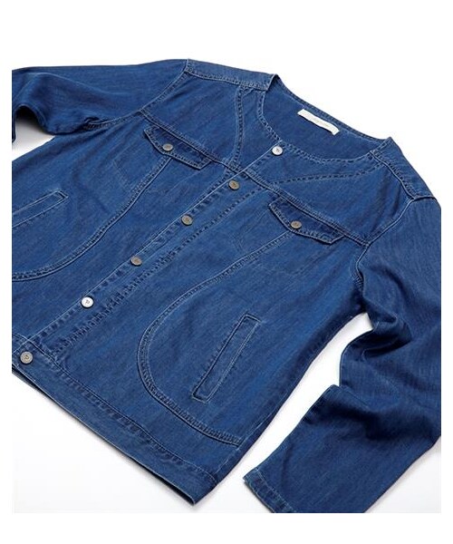 plain-me（プレインミー）の「丹寧無領鬆身剪裁外套（その他・メンズ・深藍・S/M/L）」の3枚目の写真