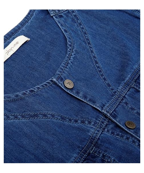 plain-me（プレインミー）の「丹寧無領鬆身剪裁外套（その他・メンズ・深藍・S/M/L）」の2枚目の写真