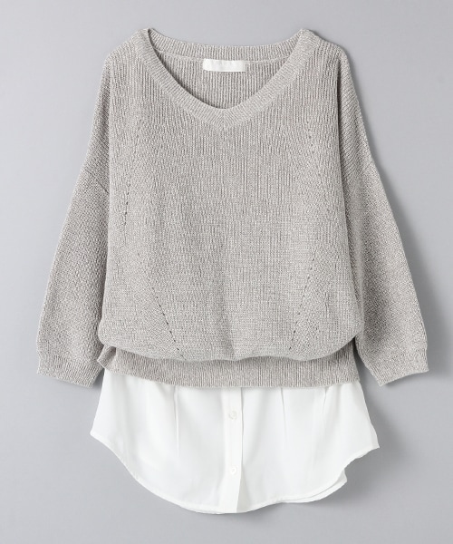 JEANASIS（ジーナシス）の「2PニットレイヤードVネック7S（トップス・レディース・オフホワイト(05)/ブラック(09)/グレー(15)/ブルー(85)・FREE）」の3枚目の写真