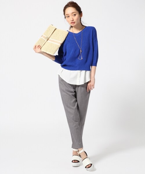 JEANASIS（ジーナシス）の「2PニットレイヤードVネック7S（トップス・レディース・オフホワイト(05)/ブラック(09)/グレー(15)/ブルー(85)・FREE）」の16枚目の写真