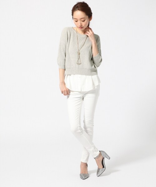 JEANASIS（ジーナシス）の「2PニットレイヤードVネック7S（トップス・レディース・オフホワイト(05)/ブラック(09)/グレー(15)/ブルー(85)・FREE）」の17枚目の写真