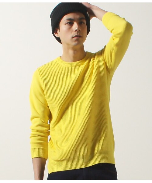 JUNRED（ジュンレッド）の「畦ソリッドクルーネックニット（ニット・メンズ・ホワイト/ライトグリーン/ブルー/イエロー・0/1/2）」の4枚目の写真