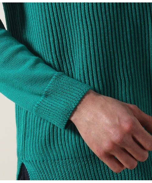 JUNRED（ジュンレッド）の「畦ソリッドクルーネックニット（ニット・メンズ・ホワイト/ライトグリーン/ブルー/イエロー・0/1/2）」の10枚目の写真