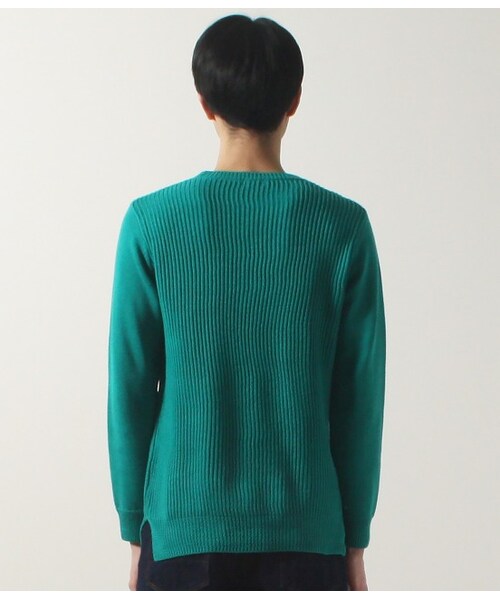 JUNRED（ジュンレッド）の「畦ソリッドクルーネックニット（ニット・メンズ・ホワイト/ライトグリーン/ブルー/イエロー・0/1/2）」の7枚目の写真