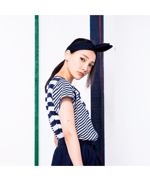 etreの「粗細條紋假兩件上衣（トップス・レディース・丈青・Free）」の2枚目の写真