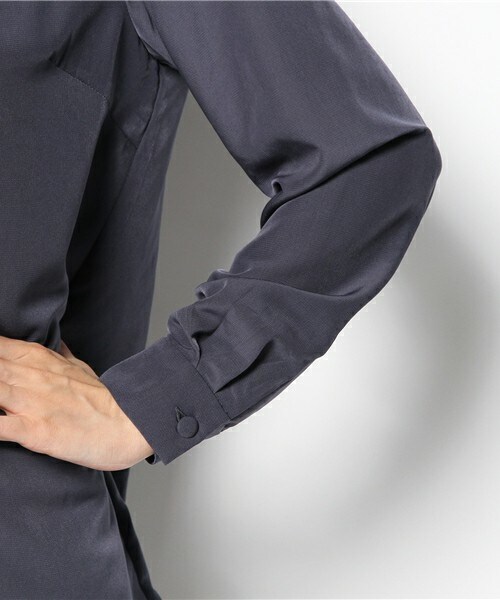 Soareak（ソアリーク）の「ｸﾚｰﾌﾟｻﾃﾝﾎﾞｳﾀｲBL（シャツ/ブラウス・レディース・ホワイト/ネイビー/ライトピンク・MEDIUM）」の9枚目の写真