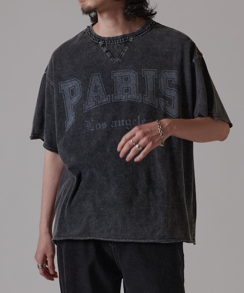 Lui's(ルイス)の「スノーウォッシュPARIS T(Tシャツ/カットソー・メンズ・チャコールグレー/ブラック/ライトグレー・S/XXL)」の1枚目の写真