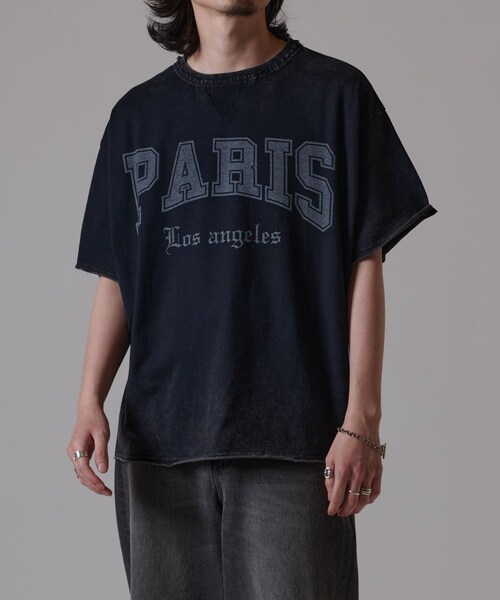 Lui's(ルイス)の「スノーウォッシュPARIS T(Tシャツ/カットソー・メンズ・チャコールグレー/ブラック/ライトグレー・S/XXL)」の2枚目の写真